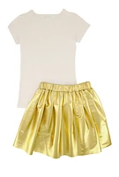 Girls Faith Requires Trust Top and Pleated Skirt, Yellow, Size 7-8