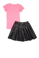 Girls Faith Requires Trust Top and Pleated Skirt,