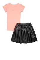 Girls If You Can Dream It You Can Do It Tee and Pleated Skirt, Pink, Size 7-8