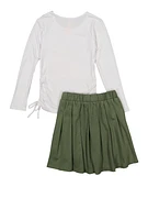 Girls Believe In Your Dreams Top and Pleated Skirt, Green, Size 10-12