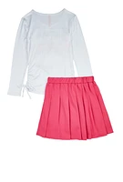 Girls Believe In Your Dreams Top and Pleated Skirt, Pink, Size 10-12