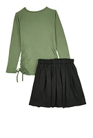 Girls Rhinestone Nope Not Today Top and Pleated Skirt,