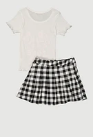 Girls Inspire More Love Top and Buffalo Plaid Skirt, Multi, Size 7-8