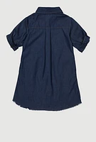 Little Girls Love Graphic Shirt Dress, Blue, Size 6X