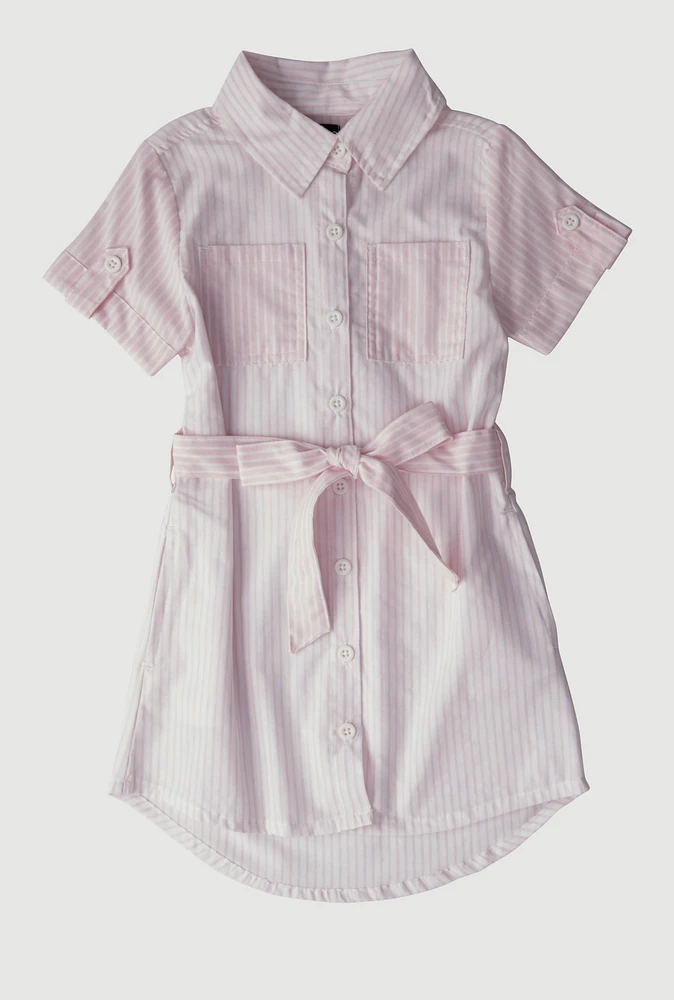 Little Girls Color Block Stripe Shirt Dress, 4