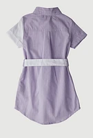 Little Girls Striped Love Butterfly Graphic Shirt Dress, Purple, Size 5-6