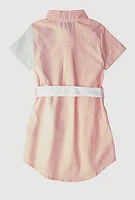 Little Girls Striped Love Butterfly Graphic Shirt Dress,