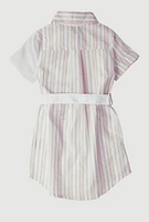 Little Girls Striped Positive Vibes Graphic Shirt Dress, Pink, Size 5-6