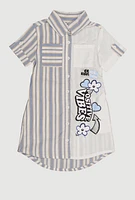 Little Girls Striped Positive Vibes Graphic Shirt Dress,