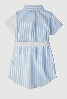 Little Girls Striped Sassy Vibes Graphic Shirt Dress, Blue, Size 4