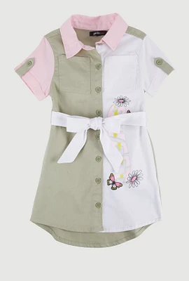 Little Girls Color Block Sweet Graphic Shirt Dress, Multi,