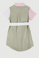 Little Girls Color Block Sweet Graphic Shirt Dress, Multi,
