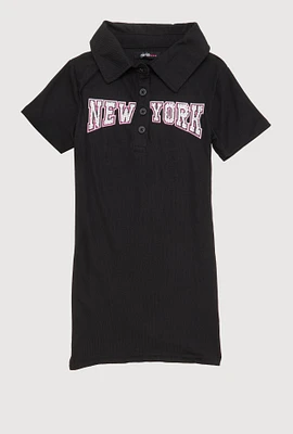 Little Girls Rhinestone New York Polo Dress,