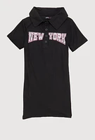 Little Girls Rhinestone New York Polo Dress,