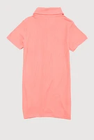 Little Girls Rhinestone New York Polo Dress, Orange, Size 5-6