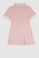Little Girls Rhinestone Bear Graphic Skater Dress, Pink, Size 5-6