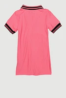 Little Girls Love Graphic Print Polo Dress, Pink,