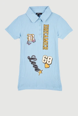 Little Girls Dreamer Graphic Polo Dress,