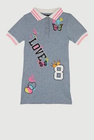 Little Girls Rib Knit Love Graphic Print Shirt Dress, 6X