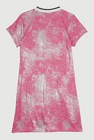 Girls Foil Screen Print Brooklyn 89 T Shirt Dress, Pink, Size 7-8
