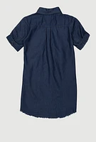 Girls Love Graphic Shirt Dress, Blue,