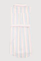 Girls Striped Sleeveless Shirt Dress, Multi, Size 10-12