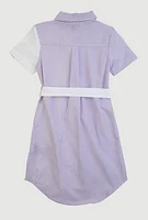 Girls Striped Love Butterfly Graphic Shirt Dress, Purple, Size 10-12