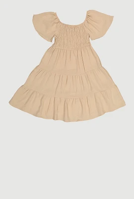 Girls Smocked Tiered Dress,