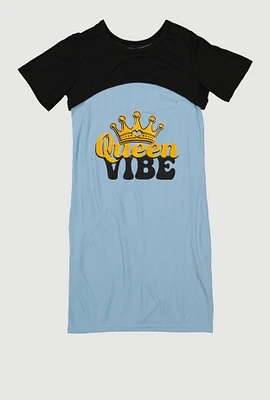 Girls Queen Vibe Tank Dress with Short Sleeve Shrug, 10-12