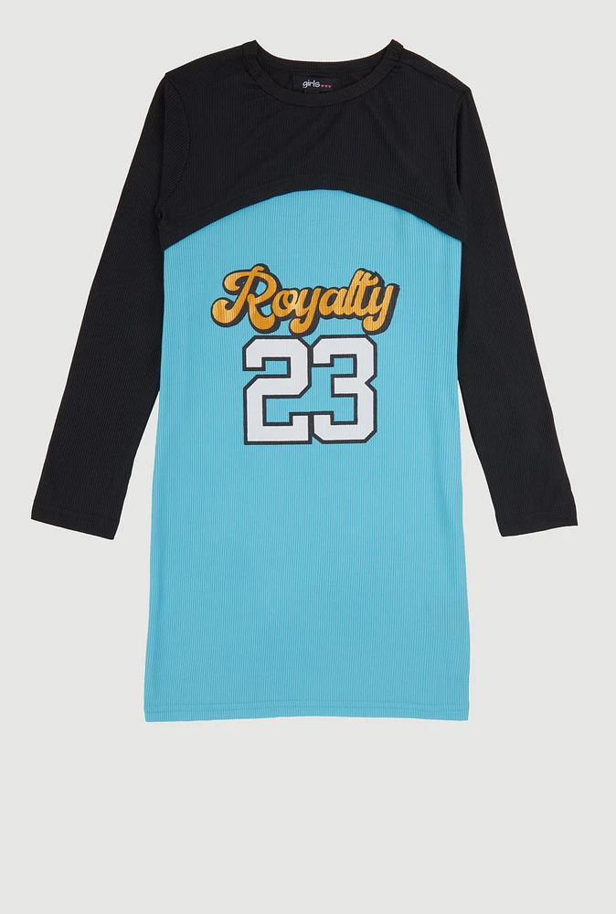 Girls Royalty 23 Tank Dress with Shrug, Blue, Size 14-16