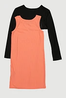 Girls Royalty 23 Tank Dress with Shrug, Orange, Size 7-8