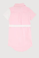Girls Color Blocked Shirt Dress,