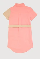 Girls Color Block Shirt Dress, Multi,