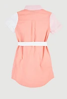 Girls Color Blocked Sweet Butterfly Shirt Dress, Multi,