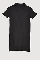 Girls Ribbed Knit New York Graphic Print Dress, Black, Size 14-16