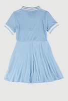 Girls Rhinestone Teddy Graphic Skater Dress, Blue, Size 7-8