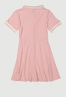 Girls Rhinestone Teddy Graphic Skater Dress, Pink, Size 14-16