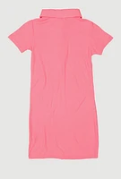 Girls Rib Knit Dreamer Patch Graphic Dress, Pink, Size 7-8