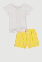 Little Girls Blessed Graphic Tee and Cargo Shorts, Multi, Size 4
