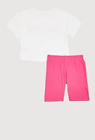 Girls I Am Fabulous Always Tee and Shorts, Pink, Size 7-8