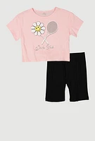 Girls Smile Club Tee and Shorts, Pink, Size 10-12