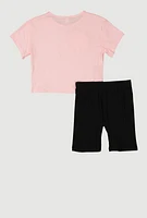 Girls Smile Club Tee and Shorts, Pink, Size 10-12