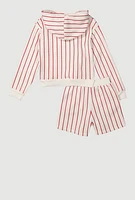 Girls Positive Vibes Striped Graphic Hoodie and Sweatshorts,