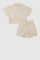 Girls Lurex Striped Shirt and Cargo Shorts, 7-8