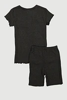 Girls Boss Rhinestone Top and Shorts, Grey, Size 10-12