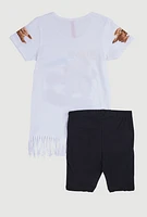 Girls Dont Ruin My Mood Bear Graphic Tee and Shorts, White,