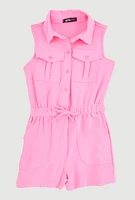 Little Girls Sleeveless Button Front Romper,