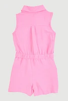Little Girls Sleeveless Button Front Romper,