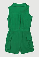 Little Girls Gauze Knit Utility Romper,
