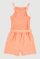 Girls Sleeveless Smocked Romper,